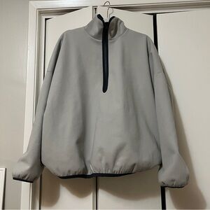 Scuba fabric Gray Half-Zip Pullover